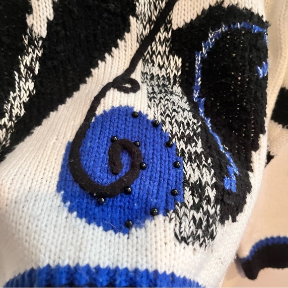 Vintage 1980s Memphis-Style Abstract Embellished Sweater - Picture 4 of 6